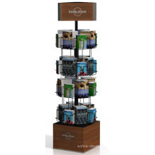 Quality Assured Free Design Library 4-Tier Mdf Veneering Stand 24 Metal Pockets Folding Book Rack